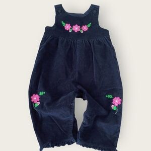 Vintage Floral Embroidered Kids Overalls